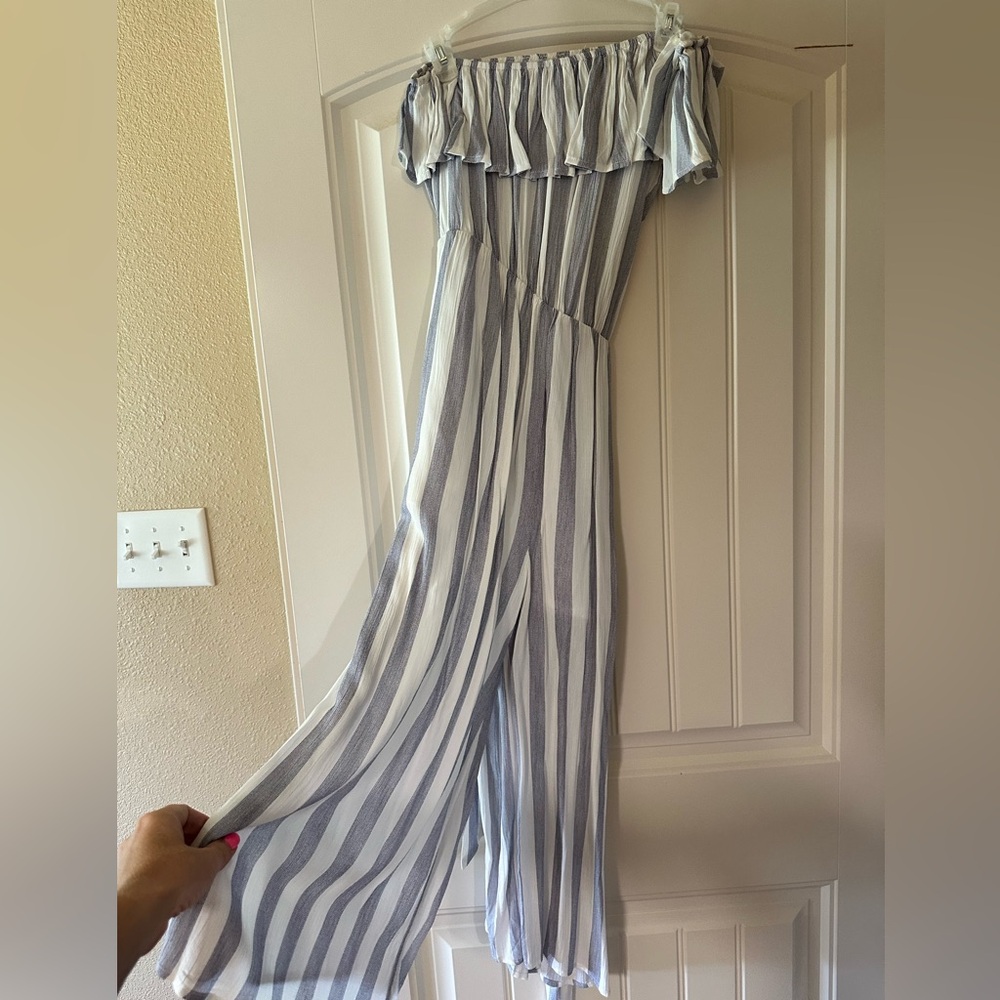 Red Dress Boutique Blue and White Striped Jumpsuit